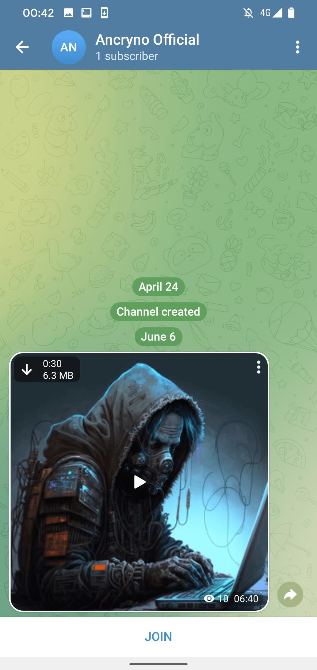 APK file previewed as a video on Telegram